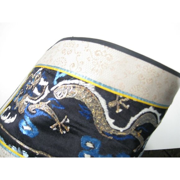 Vintage Asian Chinese Embroidered Silk Art Floral Panel Dragon Rectangle - Picture 3 of 7